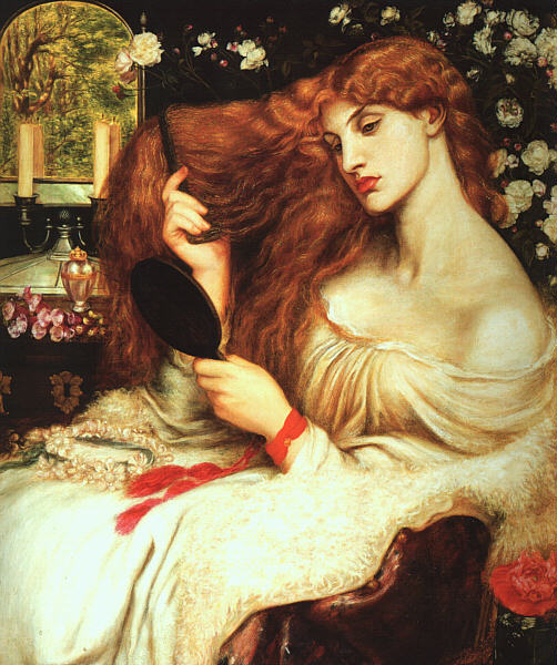 Lady Lilith, 1868, oil, Delaware Art Museum, by Dante Gabriel Rossetti (1828-1882)
