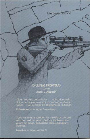 Chulifeas Fronteras, CONTRAPORTADA, 1981,  de Justo S. Alarcn, dibujo de Richard Cisneros