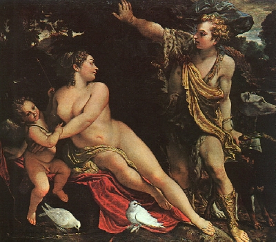 Venus, Adonis y Cupido, por Annibale Carracci