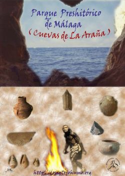 Cartel para El Parque Prehistórico de Málaga, Cuevas de La Araña, Málaga -España