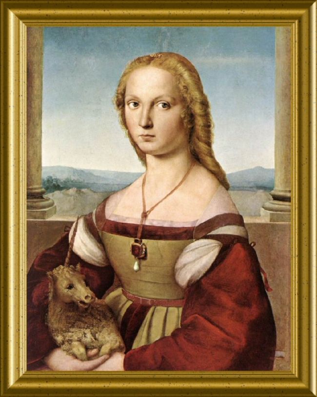 (La dama con el unicornio, c. 1505, Galeria Borghhese, Roma), Raffaello Sanzio (1483-1520)