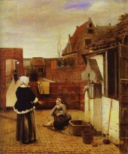 Pieter de Hooch. A Woman and Her Maid in a Courtyard. Oil on canvas, 73.7 x 62.6 cm. National Gallery, London, UK