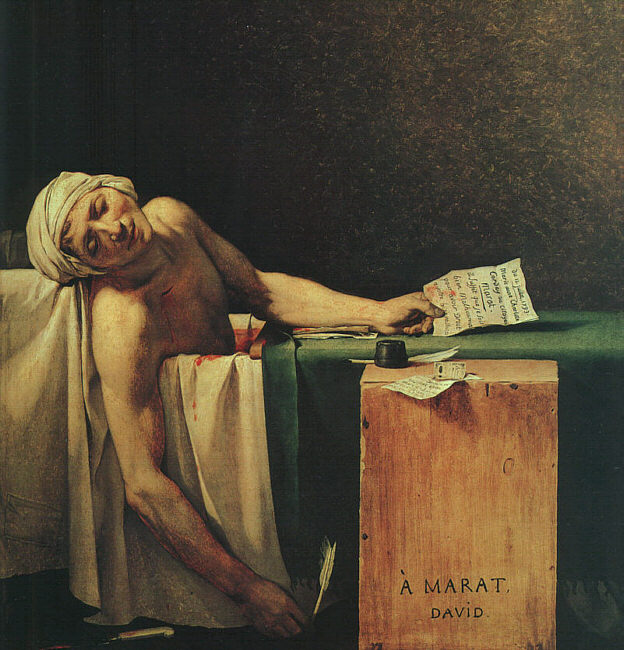 Death of Marat. Oil on canvas. 1793 by Jacques-Louis David (1748-1825). Musées Royaux des Beaux-Arts de Belgique, Brussels, Belgium.