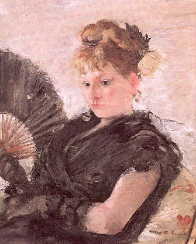 Berthe Morisot, Woman with a Fan, Head of a Girl,1876, Oil on canvas, Private collection