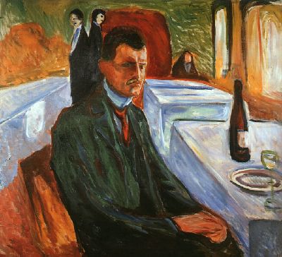 Edvard Munch, Self-Portrait with a Wine Bottle, 1906, oil on canvas, Munch Museum, Oslo