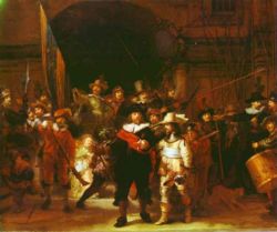 The Night Watch (The Militia Company of Captain Frans Banning Cocq and of Lieutenant Willem van Ruytenburgh). 1642. Oil on canvas. Rijksmuseum, Amsterdam, the Netherlands