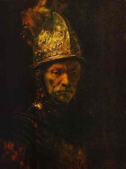 Rembrandt. Man in a Gold Helmet. c. 1650. Oil on canvas. Gemäldegalerie, Berlin, Germany