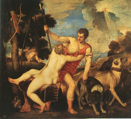Venus y Adonis, por Ticiano, Madrid, Museo del Prado.